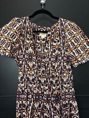 Maeve Navy, Orange & Cream Printed Dress - Astros colors!